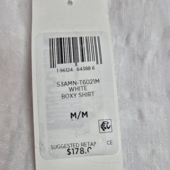 Eileen Fisher Women's Shirt Size M White Mandarin Collar Boxy  Linen-blend (60) - Picture 10 of 12